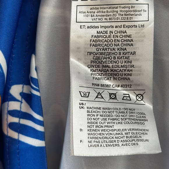 adidas x Farm Rio Butterfly Print Mini Dress Blue Short Sleeves Size Medium - Picture 8 of 10